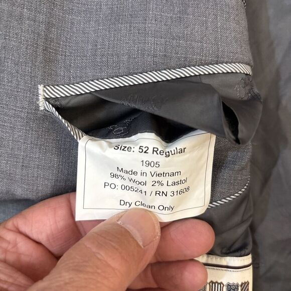 Jos A Bank 1905 Suit Light Gray  Tailored Fit 52R 42W 27I - Picture 13 of 16